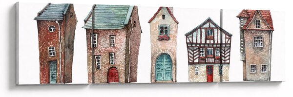 Obraz - Domy akwarelowe (170x50 cm)
