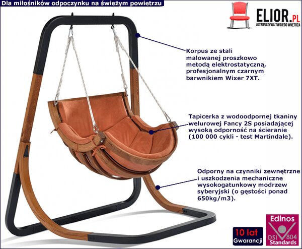 Fotel wiszący bujany terracotta W5-P99