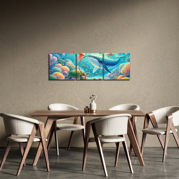 Obraz - Świat pod wodą (z zegarem) (90x30 cm)