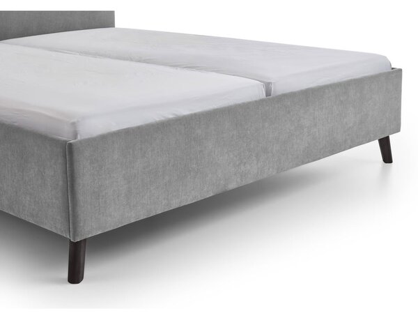 Szare tapicerowane łóżko dwuosobowe ze stelażem 160x200 cm Piano – Meise Möbel