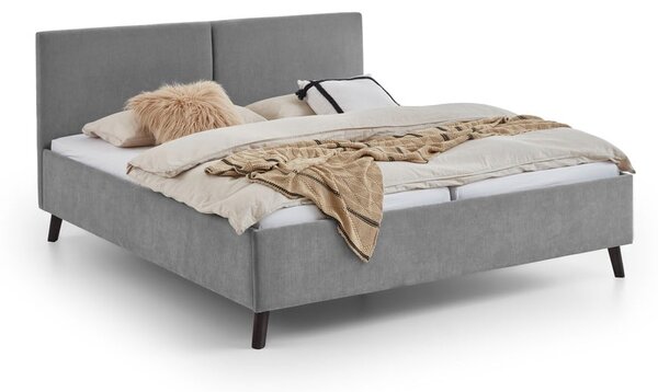 Szare tapicerowane łóżko dwuosobowe ze stelażem 160x200 cm Piano – Meise Möbel