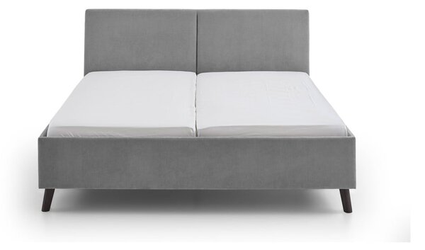 Szare tapicerowane łóżko dwuosobowe ze stelażem 160x200 cm Piano – Meise Möbel