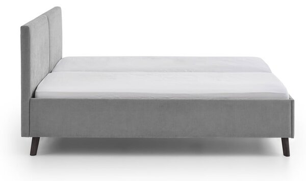 Szare tapicerowane łóżko dwuosobowe ze stelażem 160x200 cm Piano – Meise Möbel