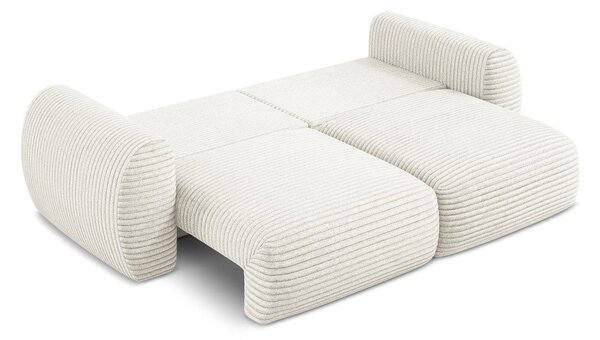 Beżowa sztruksowa rozkładana sofa ze schowkiem 266 cm Kini – Makamii