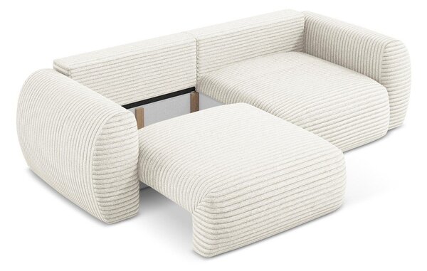 Beżowa sztruksowa rozkładana sofa ze schowkiem 266 cm Kini – Makamii