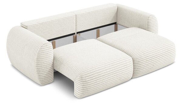 Beżowa sztruksowa rozkładana sofa ze schowkiem 266 cm Kini – Makamii