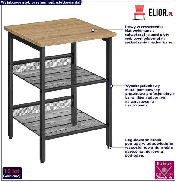 Loftowy stolik z 2 półkami dąb sonoma C2-S45