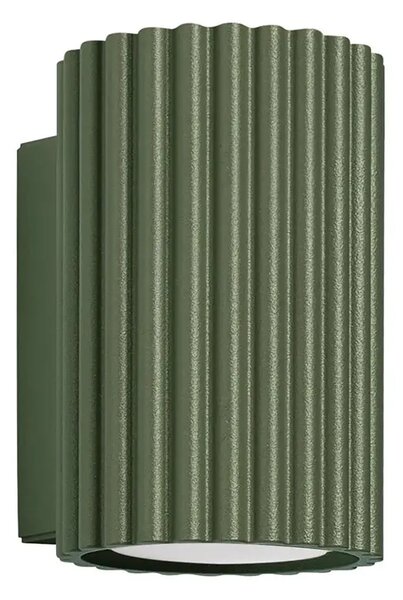 Oliwkowy metalowy kinkiet ryflowany - 4X D287 G5-R19