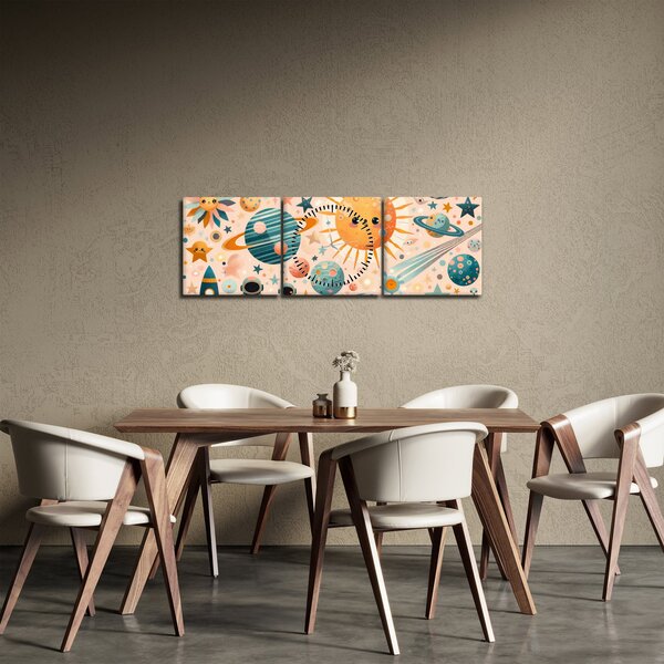Obraz - Kawałki z kosmosu (z zegarem) (90x30 cm)