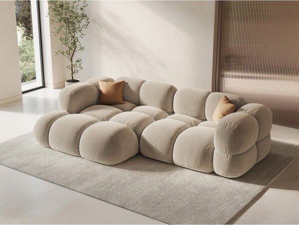 Beżowy aksamitny narożnik (lewostronny/z szezlongiem) Loretto – Cosmopolitan Design