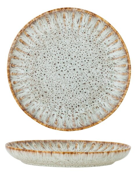 Niebiesko-beżowy kamionkowy talerz do serwowania ø 17 cm Fleur – Bloomingville