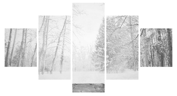 Obraz - Drewniane molo zimą (125x70 cm)