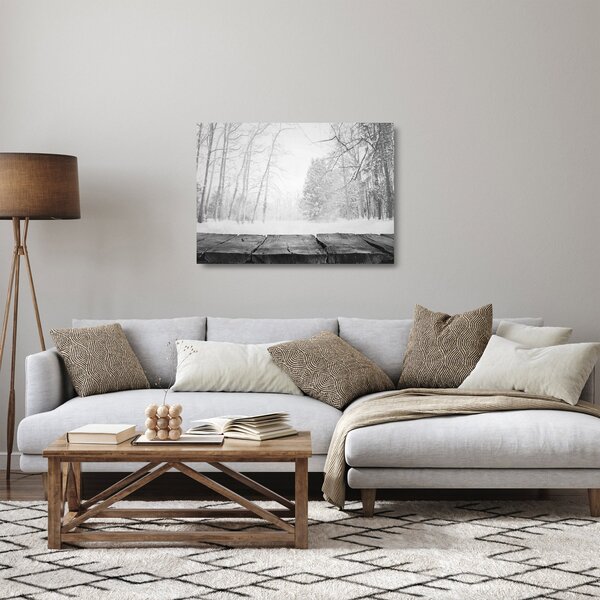 Obraz na szkle - Drewniane molo zimą (70x50 cm)