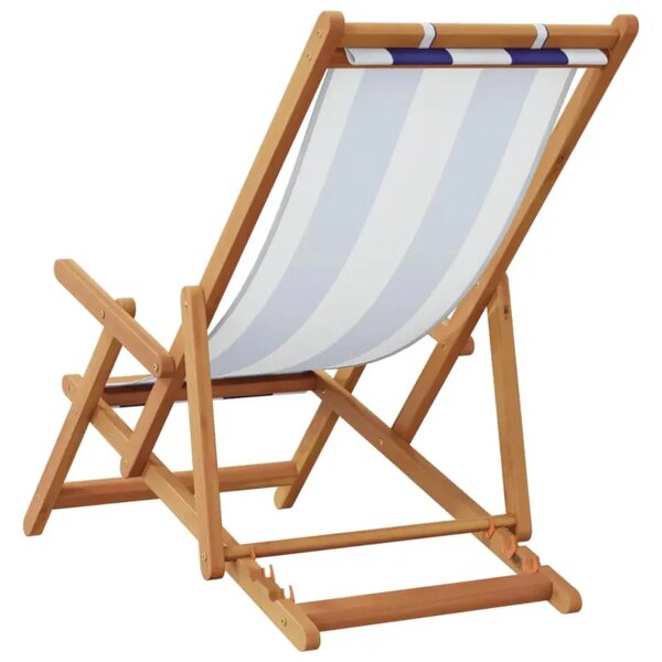 Leżak plażowy z poduszką w biało-niebieskie paski L1-M71