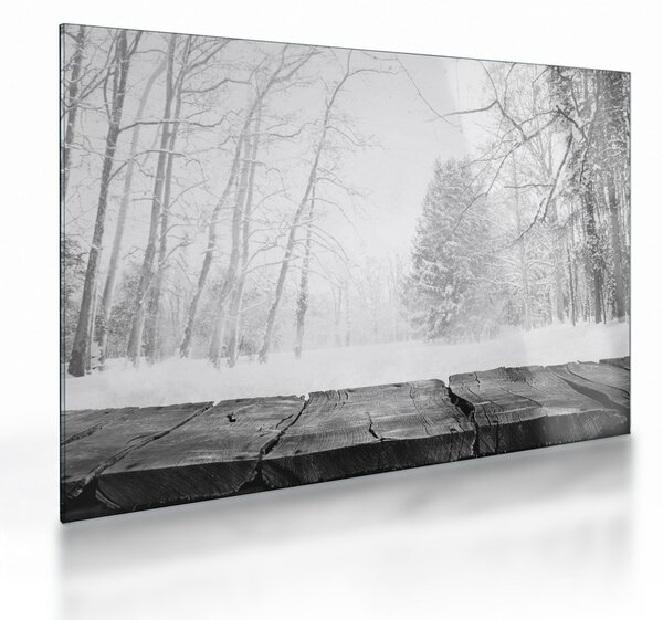 Obraz na szkle - Drewniane molo zimą (70x50 cm)