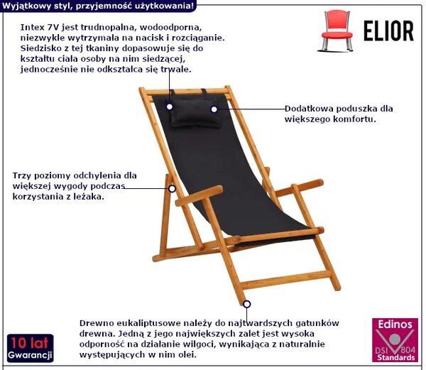 Leżak z poduszką w kolorze czarnym F8-W25