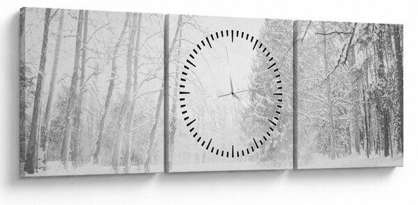 Obraz - Drewniane molo zimą (z zegarem) (90x30 cm)