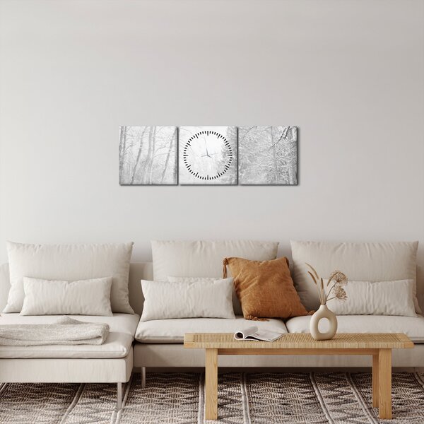 Obraz - Drewniane molo zimą (z zegarem) (90x30 cm)