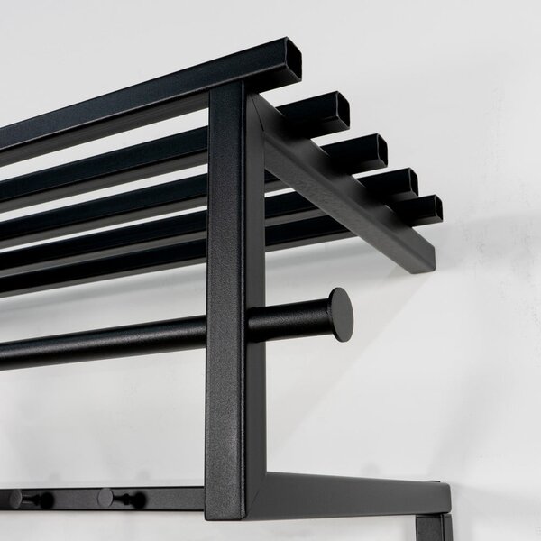 Czarny metalowy wieszak ścienny z półką 76 cm Rizzoli – Spinder Design