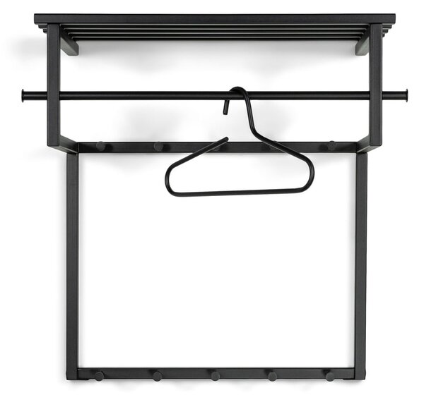 Czarny metalowy wieszak ścienny z półką 76 cm Rizzoli – Spinder Design