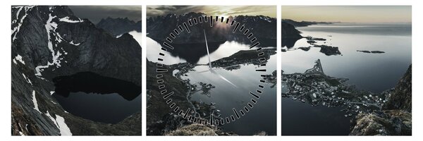 Obraz - Norweskie góry (z zegarem) (90x30 cm)
