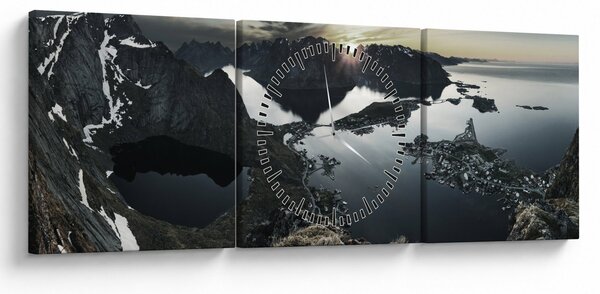 Obraz - Norweskie góry (z zegarem) (90x30 cm)