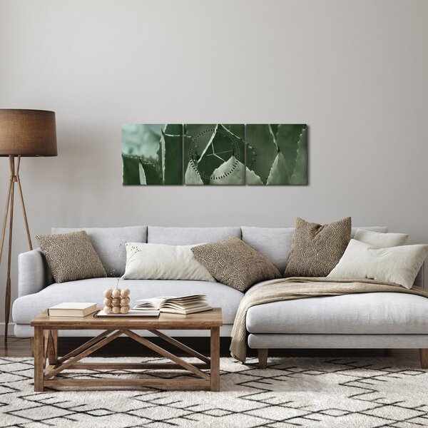 Obraz - Zielona agawa (z zegarem) (90x30 cm)