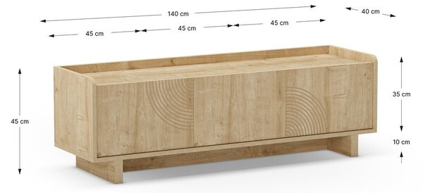 Szafka pod TV w dekorze dębu w naturalnym kolorze 140x45x40 cm Daira – Marckeric