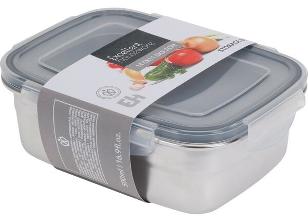 Excellent Houseware Pojemnik ze stali nierdzewnejz pokrywką plastikową 500 ml, 0,5 l