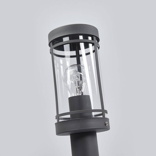 Lindby Lampa cokołowa Djori, 50 cm, antracyt, stal szlachetna, E27 Djori, aluminiowy / szary / cynkowy, stal szlachetna, nowoczesny