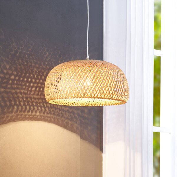 Lampa wisząca Jadwiga Lindby, możliwość ściemniania, jasne drewno, salon / jadalnia, bambus, skandynawski
