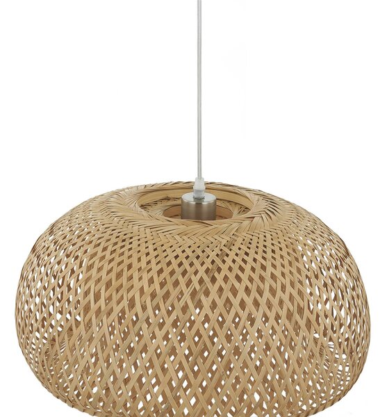 Lampa wisząca Jadwiga Lindby, możliwość ściemniania, jasne drewno, salon / jadalnia, bambus, skandynawski