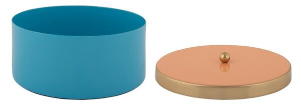 Niebieski metalowy pojemnik dekoracyjny ø 16x6 cm Double Funky – PT LIVING