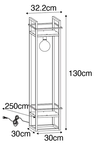 Industrialna lampa stojąca czarna - Cage Rack