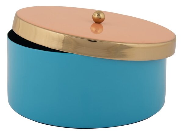 Niebieski metalowy pojemnik dekoracyjny ø 16x6 cm Double Funky – PT LIVING