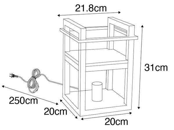 Industrialna lampa stołowa czarna z drewnem - Cage Rack