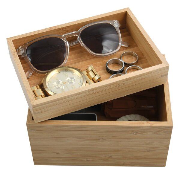 Bambusowy organizer łazienkowy na kosmetyki w naturalnym kolorze Isalys – MSV