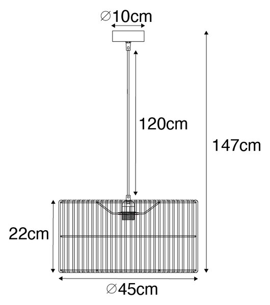 Orientalna lampa wisząca z rattanu 45 cm - Maud