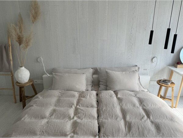 Beżowa pościel jednoosobowa muślinowa 135x200 cm Plain Muslin – Butter Kings