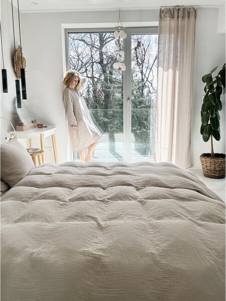 Beżowa pościel jednoosobowa muślinowa 135x200 cm Plain Muslin – Butter Kings