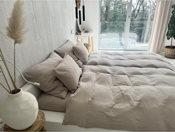 Beżowa pościel jednoosobowa muślinowa 135x200 cm Plain Muslin – Butter Kings
