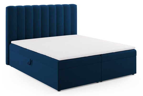 Ciemnoniebieskie łóżko boxspring ze schowkiem 180x200 cm Gina – Milo Casa