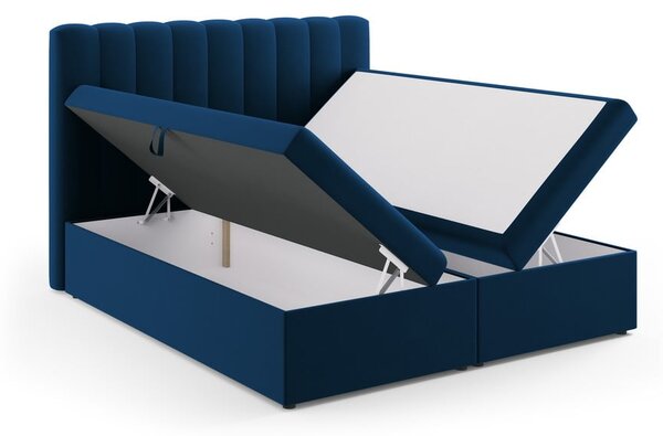 Ciemnoniebieskie łóżko boxspring ze schowkiem 180x200 cm Gina – Milo Casa