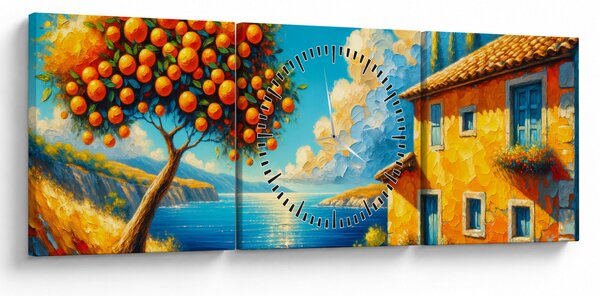 Obraz - Dom z pomarańczami II. (z zegarem) (90x30 cm)