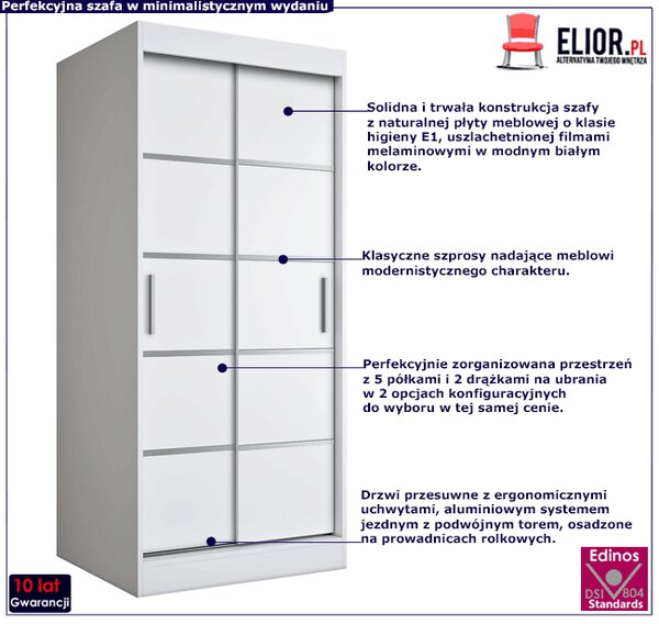 Biała dwudrzwiowa szafa przesuwna B1-K22