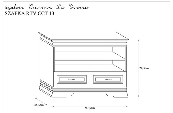 Szafka RTV CCT-13 do Salonu Krem Patyna Fornir Carmen La Crema