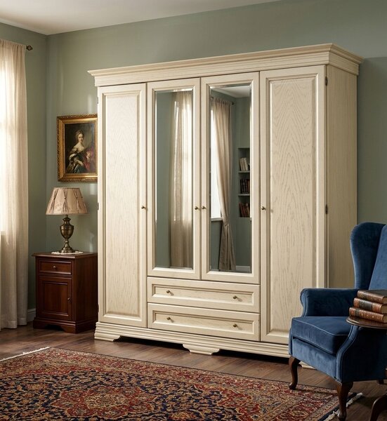 Szafa CCS-1 czterodrzwiowa do salonu Krem Patyna Fornir Carmen La Crema 210 cm