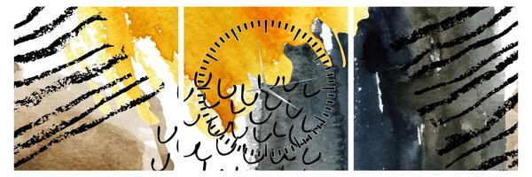 Obraz - Abstrakcyjna akwarela (z zegarem) (90x30 cm)