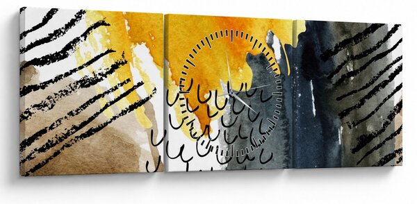 Obraz - Abstrakcyjna akwarela (z zegarem) (90x30 cm)