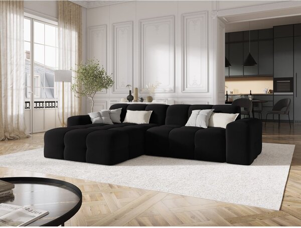 Czarny aksamitny narożnik (lewostronny) Kendal – Micadoni Home